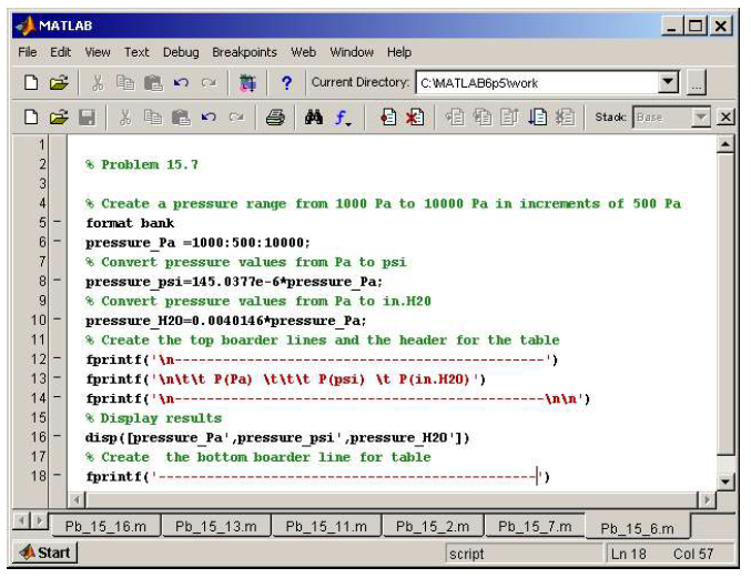 Using MATLAB Create A Table That Shows The Relationship Among The Units Of Pressure In Pa Psi 